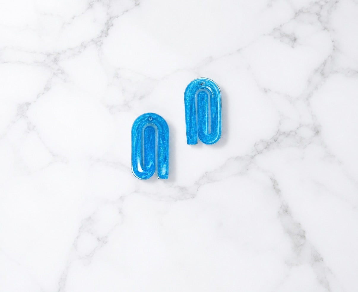 Aqua Blue Spiral Earrings