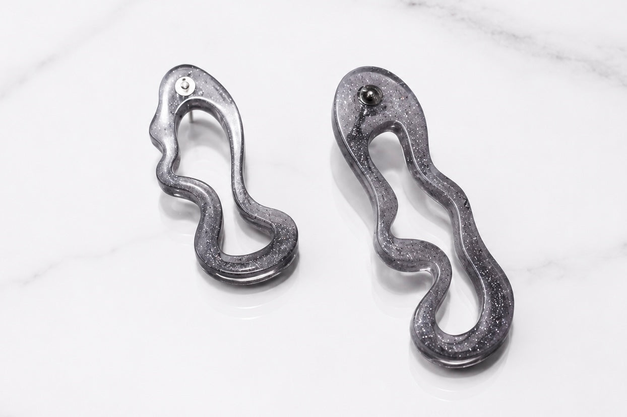Black Wavy Earrings